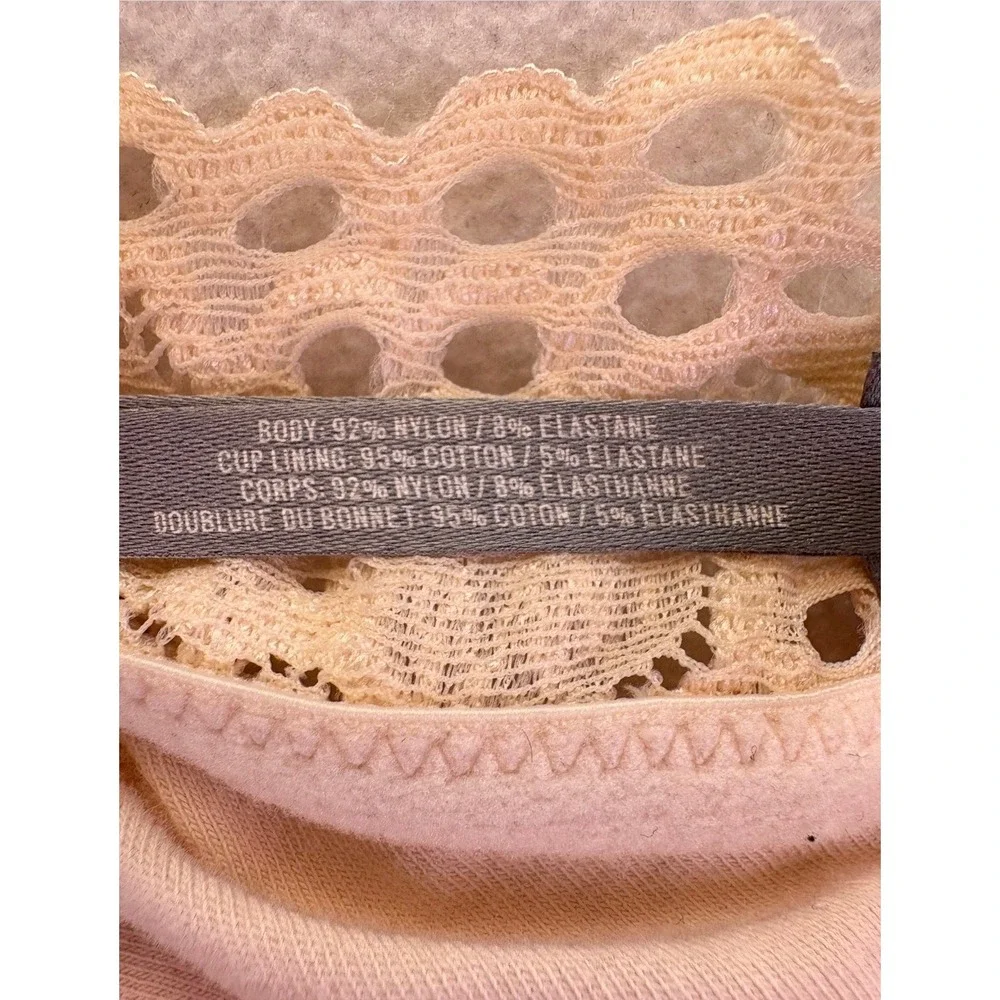 Aerie Peach Floral Lace Racerback Bralette XL Coquette Eyelet Scalloped Trim